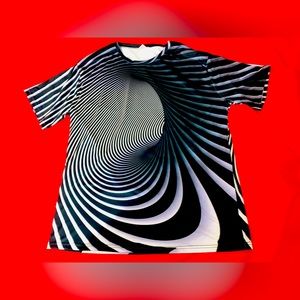 Men’s Psychedelic Shirt by SaShine XL Black & White Short Sleeves
